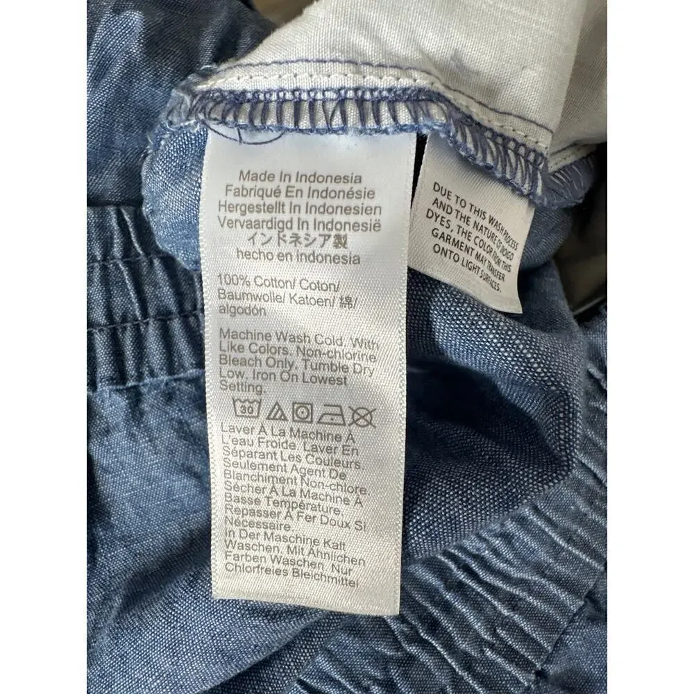 J. Crew Pants Chambray Drawstring Waist Tapered Cotton Med Echo Blue Wash NWT 18